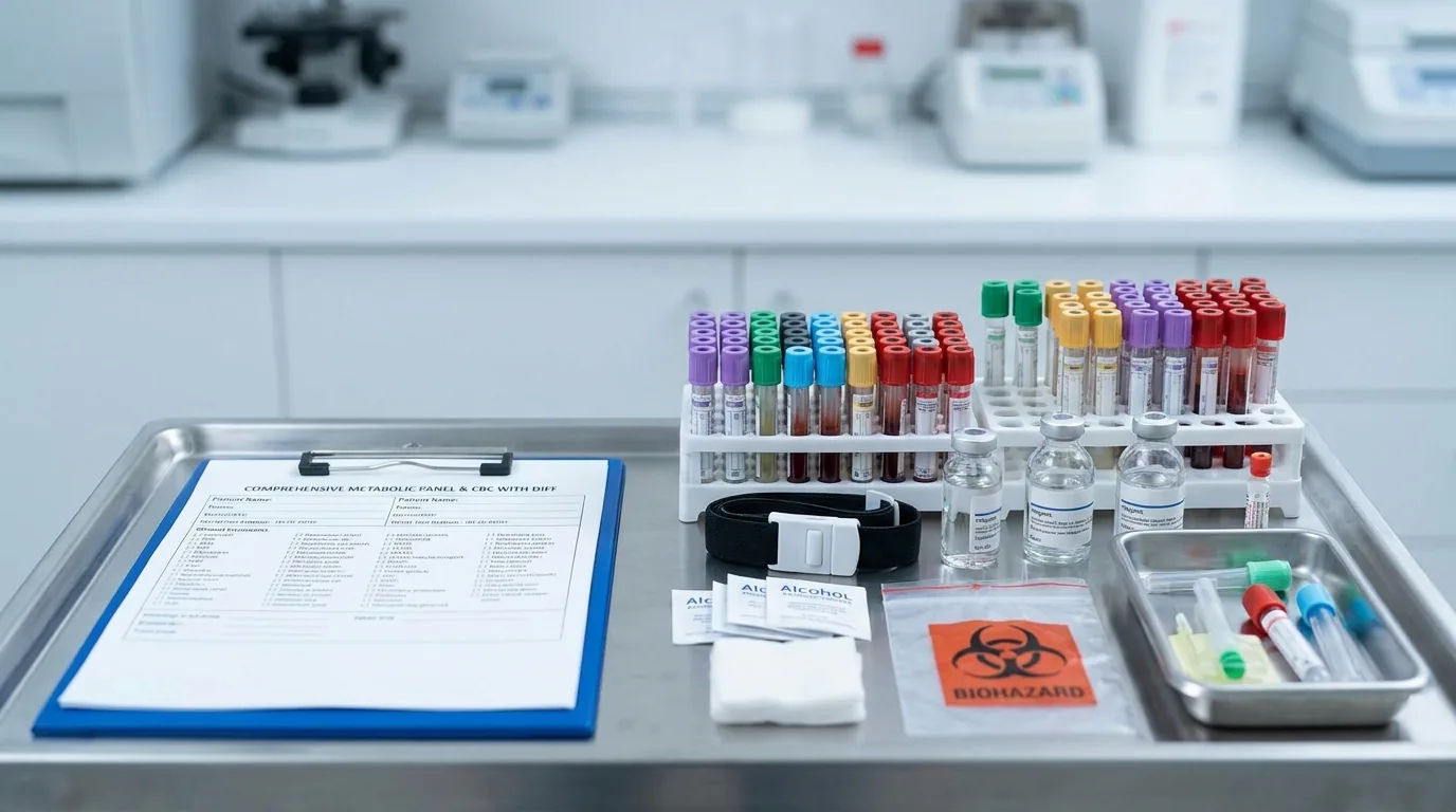 Comprehensive lab testing panel and blood draw supplies