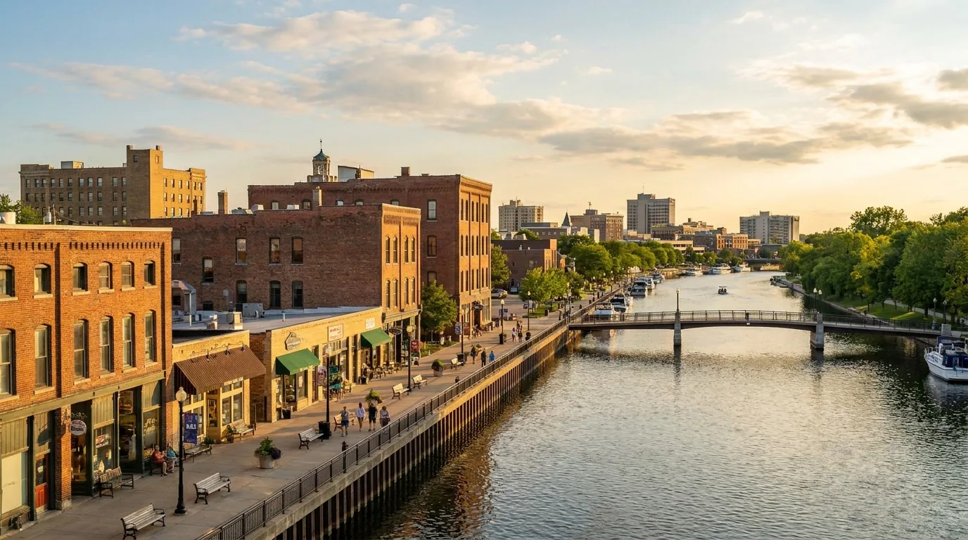 The Fox River waterfront in downtown Green Bay