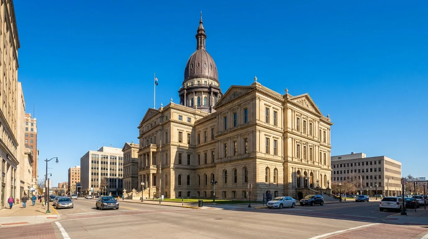 The Michigan State Capitol building in downtown Lansing