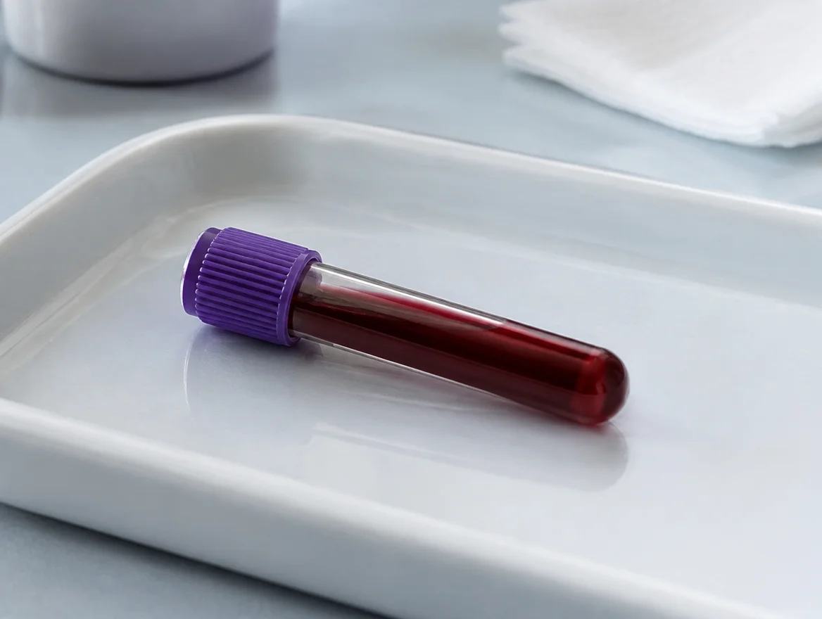 Unbranded blood sample vial representing the serum zonulin blood test whose reliability is honestly examined for Michigan and Wisconsin readers