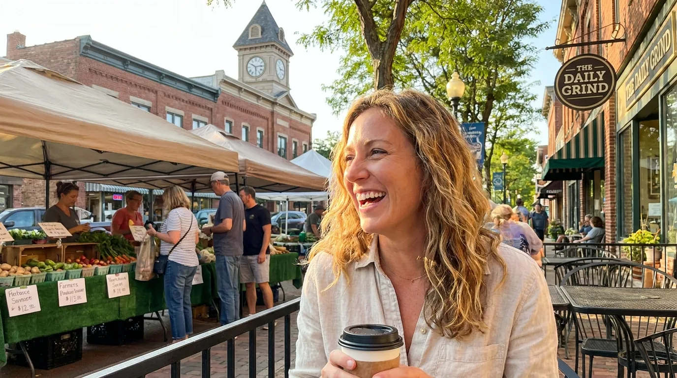 Confident Michigan or Wisconsin woman in her 30s living her everyday life while managing PCOS
